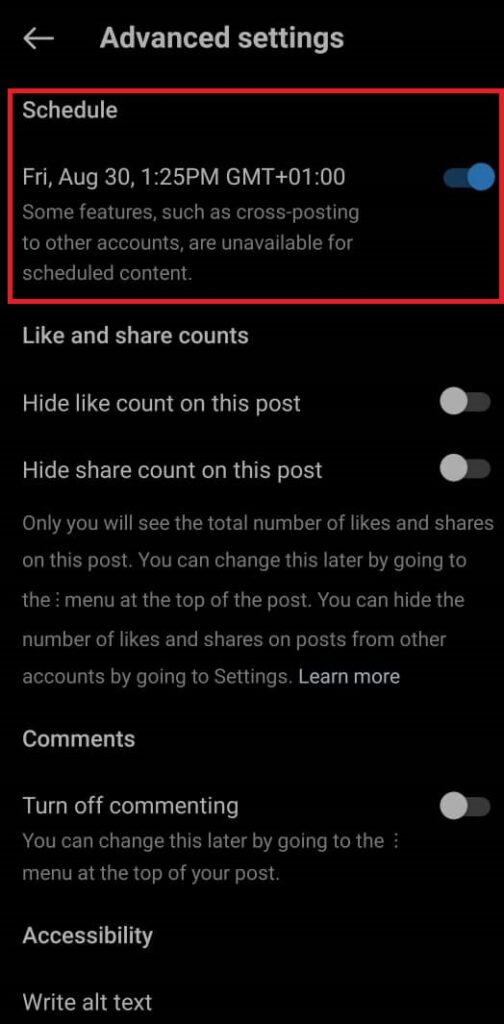 schedule Instagram carousel