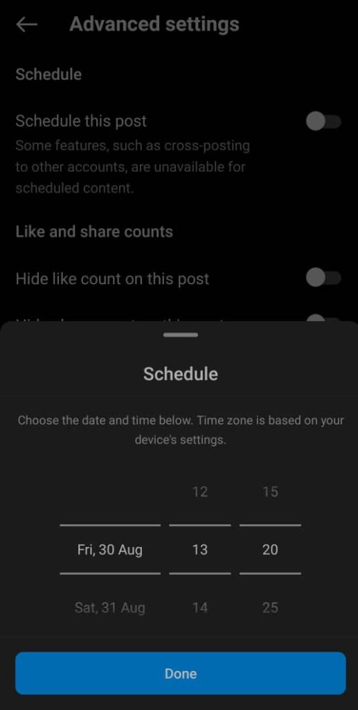 schedule Instagram carousel