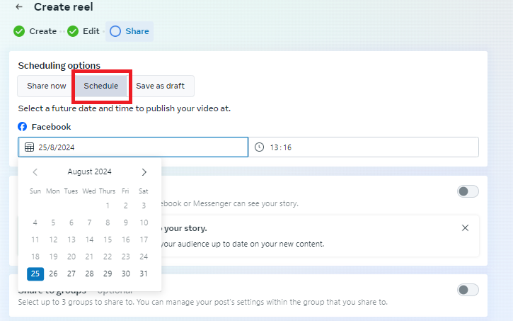 how to schedule Reels on Facebook