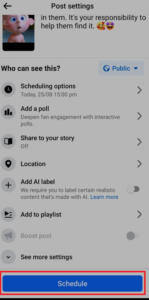 how to schedule Reels on Facebook