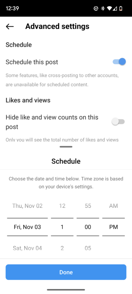 schedule IG posts