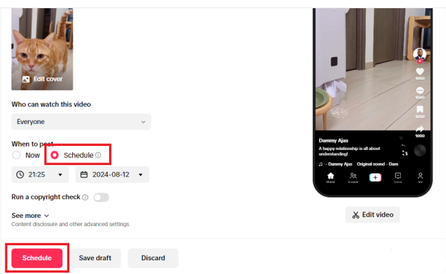 how to schedule tiktok posts 2024