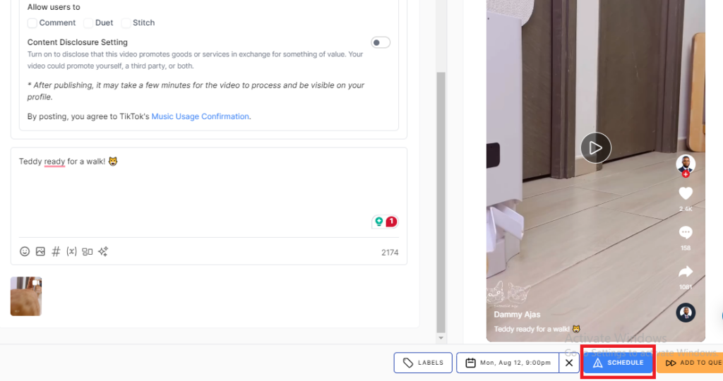 how to schedule posts on TikTok