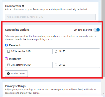 Schedule Instagram posts