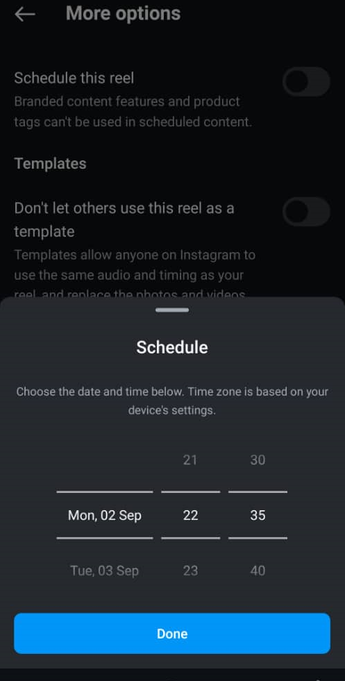 How to schedule Instagram reels on mobile 