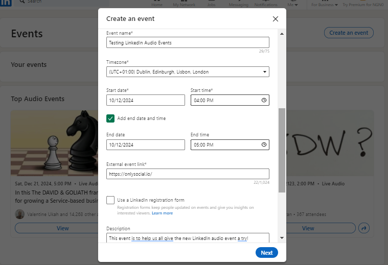 How to host LinkedIn Audio Events