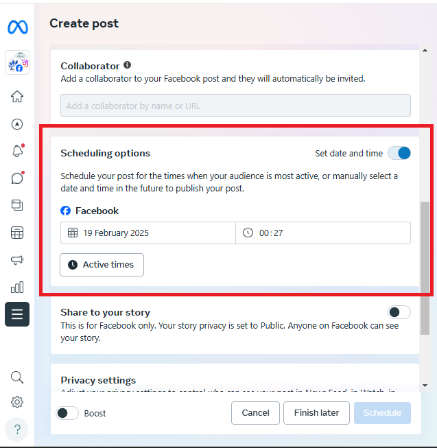 how to schedule reposts on Facebook