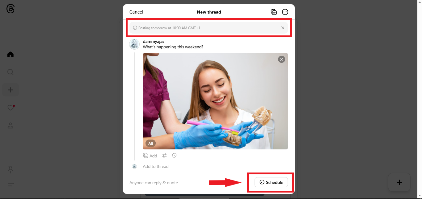 how to schedule Threads posts