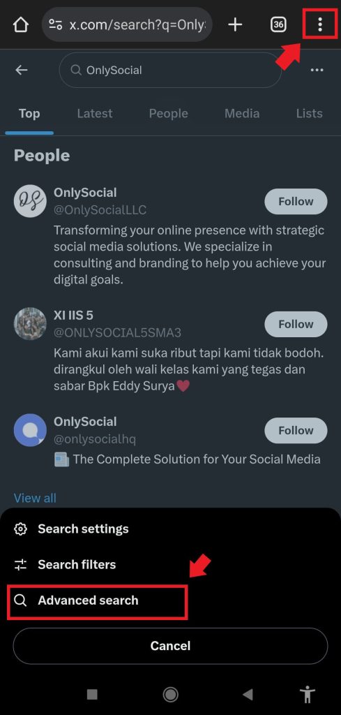 Twitter advanced search