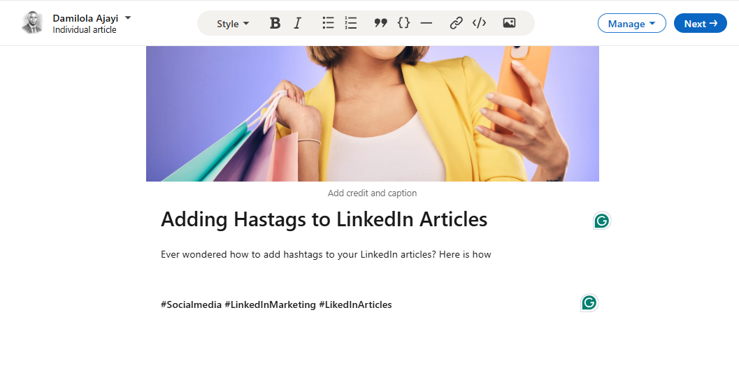 Hashtags on LinkedIn