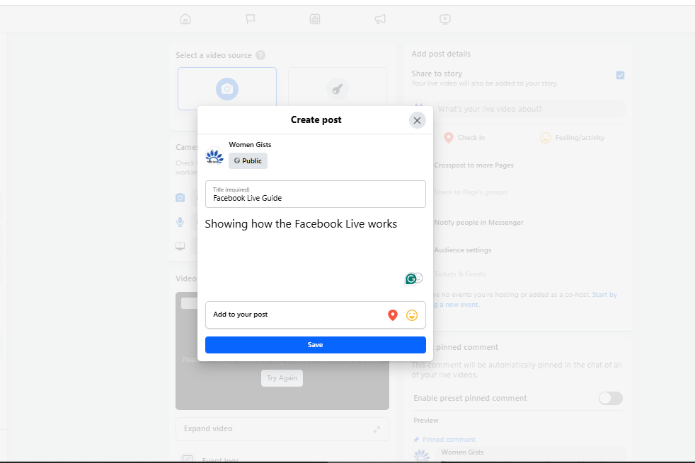 Scheduling Facebook Live stream