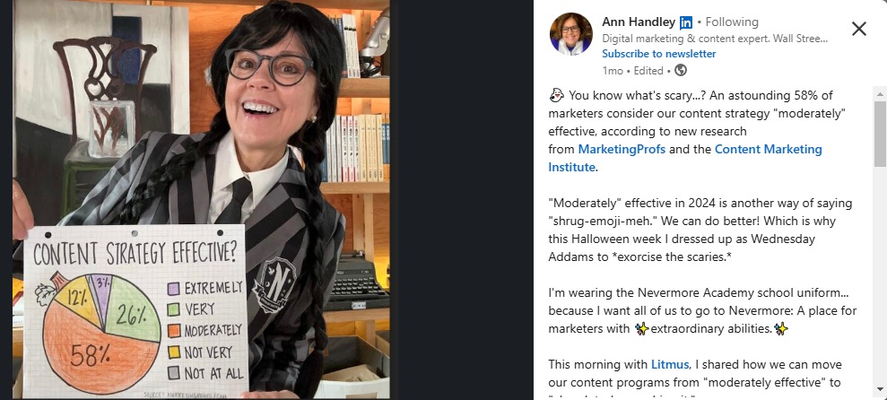 LinkedIn content strategy example