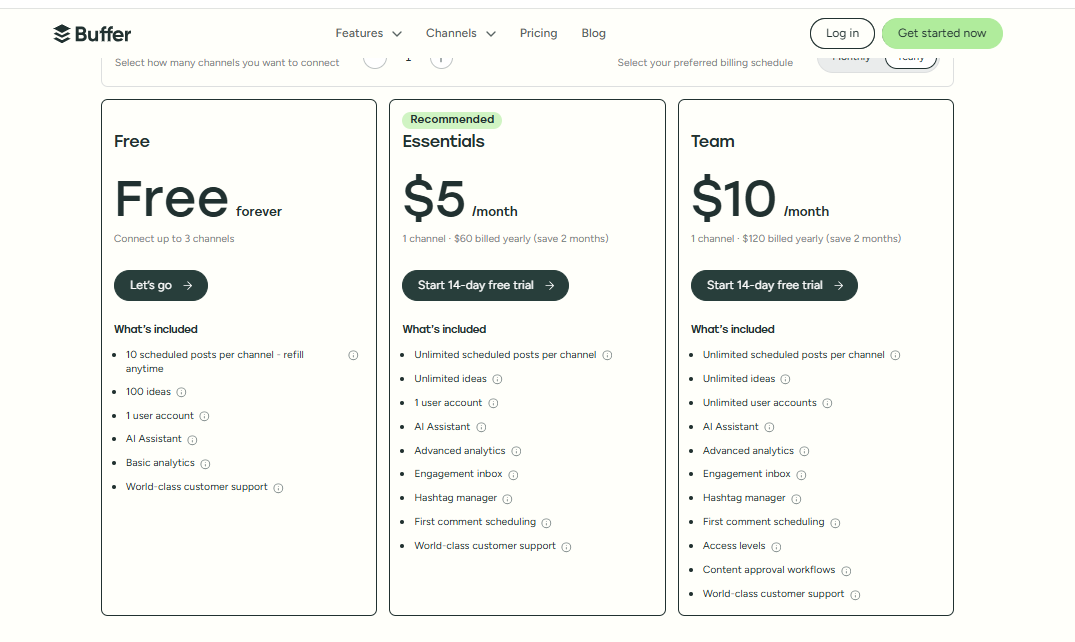 Buffer pricing
